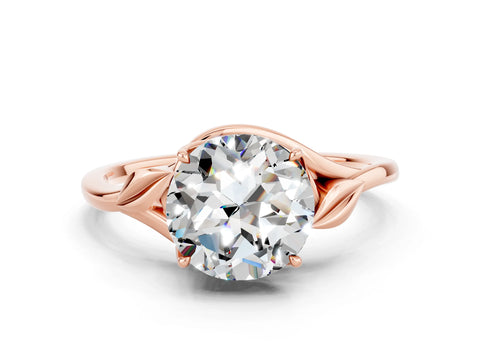 Rose gold Round Cut Moissanite Solitaire Ring with Twist Band and Four-Prong Setting_24