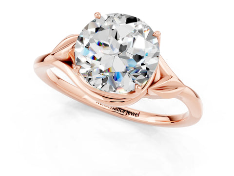 Rose gold Round Cut Moissanite Solitaire Ring with Twist Band and Four-Prong Setting_25