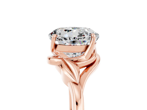 Rose gold Round Cut Moissanite Solitaire Ring with Twist Band and Four-Prong Setting_29