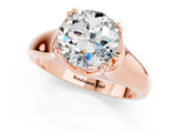 Rose gold Round Cut Moissanite Solitaire Ring with Wide Band and Prong Setting_1