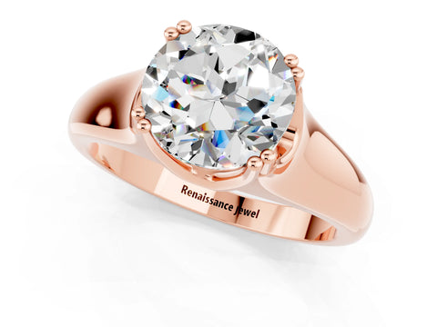 Rose gold Round Cut Moissanite Solitaire Ring with Wide Band and Prong Setting_1