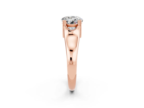 Rose gold Round Cut Moissanite Solitaire Ring with Wide Band and Prong Setting