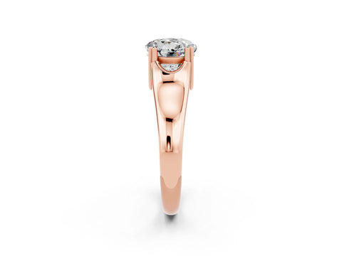 Rose gold Round Cut Moissanite Solitaire Ring with Wide Band and Prong Setting_2