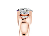Rose gold Round Cut Moissanite Solitaire Ring with Wide Band and Prong Setting_5
