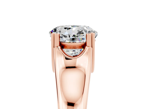 Rose gold Round Cut Moissanite Solitaire Ring with Wide Band and Prong Setting_5