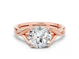 Rose gold Round Cut Moissanite Solitaire Twist Band Prong Setting Ring_36