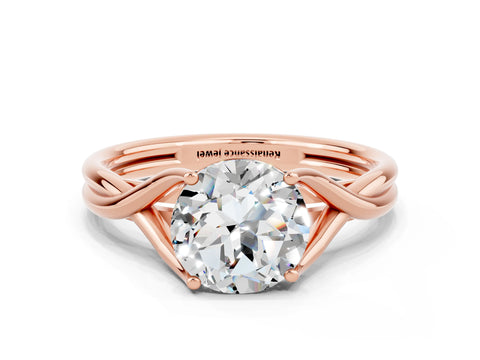 Rose gold Round Cut Moissanite Solitaire Twist Band Prong Setting Ring_36