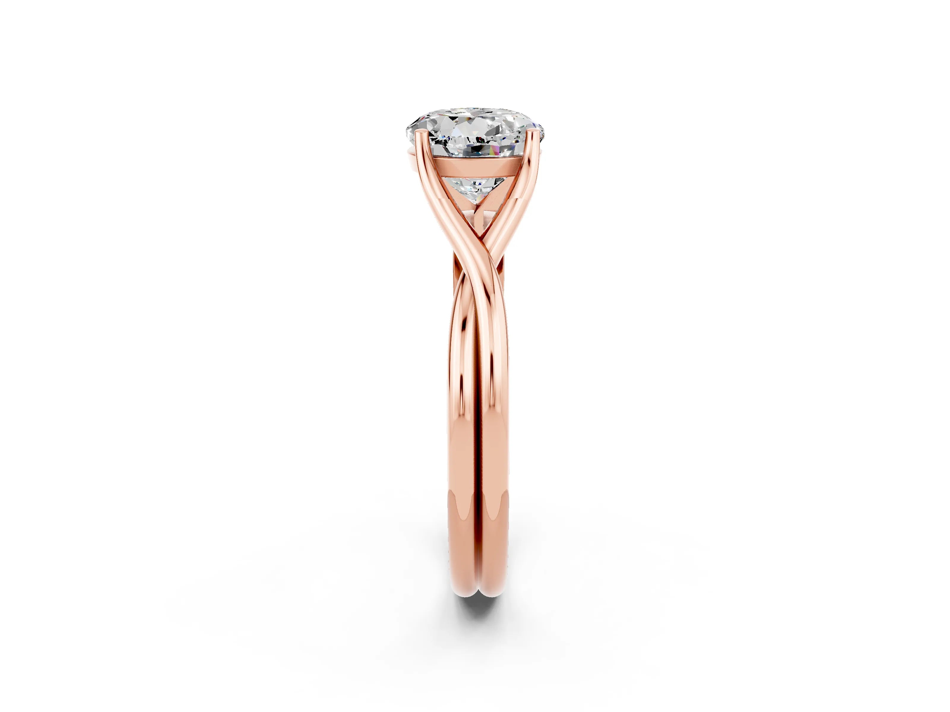 Rose gold Round Cut Moissanite Solitaire Twist Band Prong Setting Ring_38
