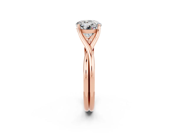 Rose gold Round Cut Moissanite Solitaire Twist Band Prong Setting Ring