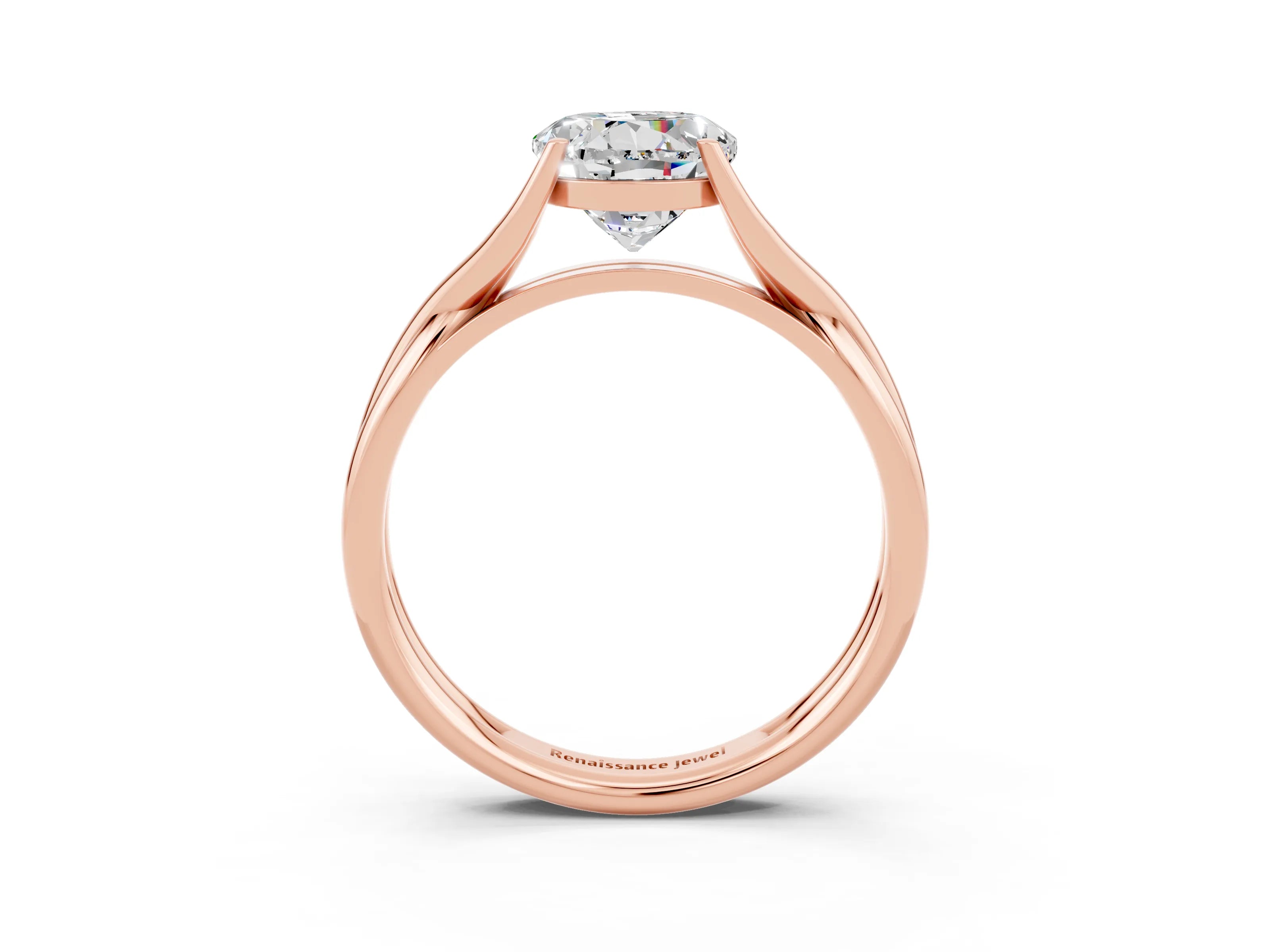 Rose gold Round Cut Moissanite Solitaire Twist Band Prong Setting Ring_39