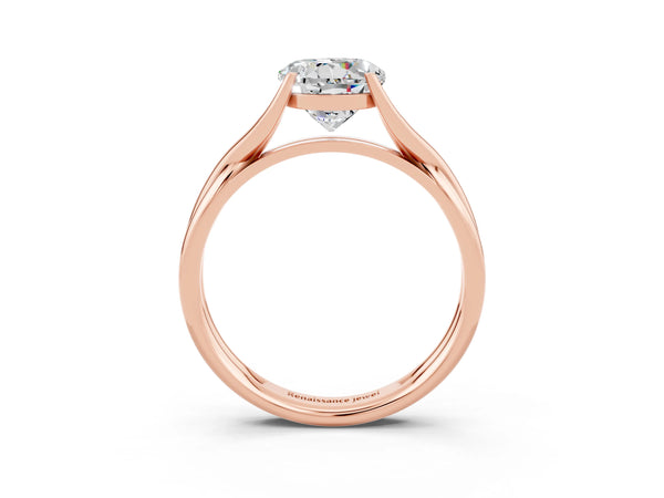 Rose gold Round Cut Moissanite Solitaire Twist Band Prong Setting Ring