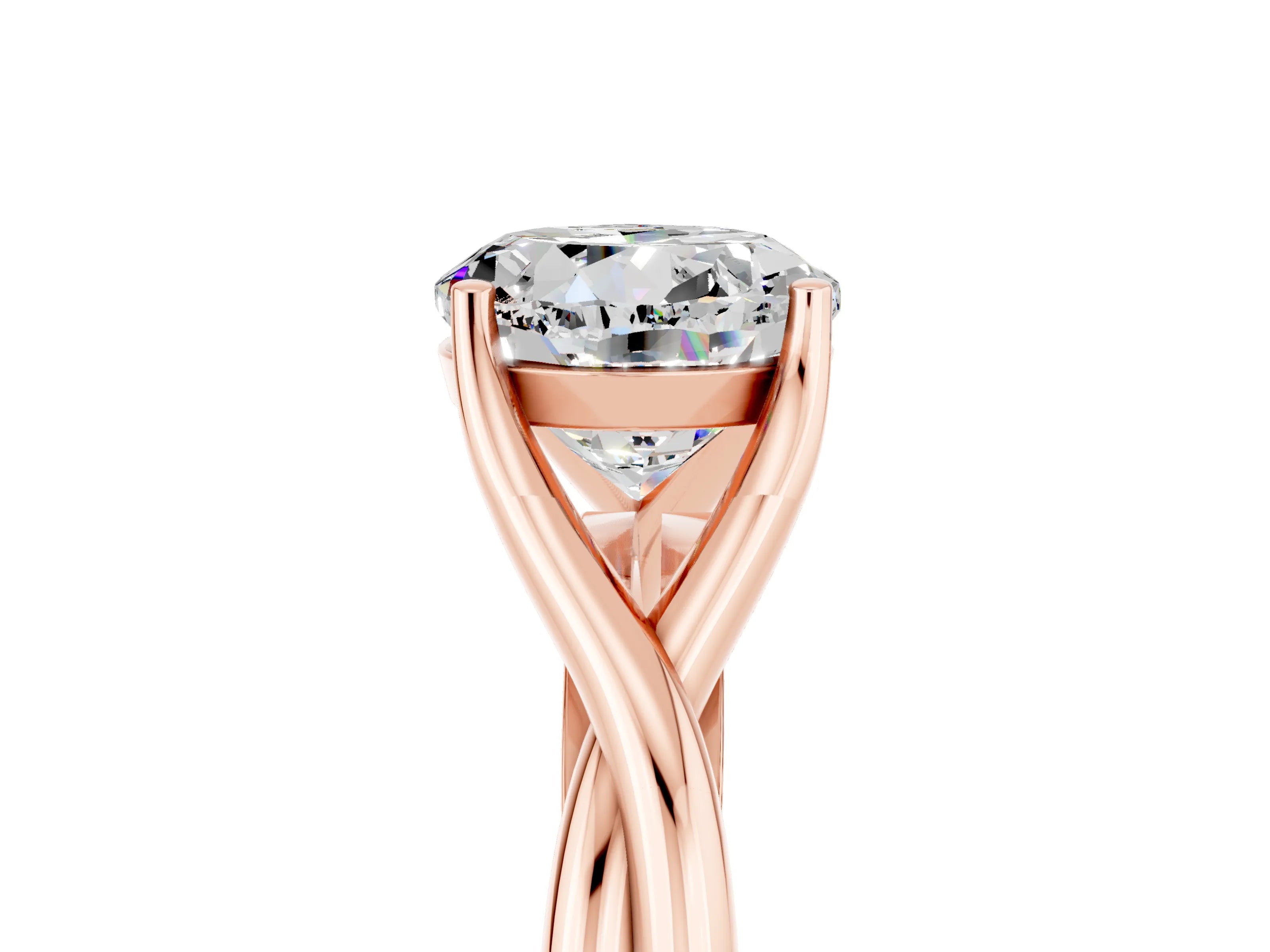 Rose gold Round Cut Moissanite Solitaire Twist Band Prong Setting Ring_41