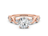 Rose gold Round Cut Moissanite Solitaire Twisted Band with Round  Accents and Prong Setting_12