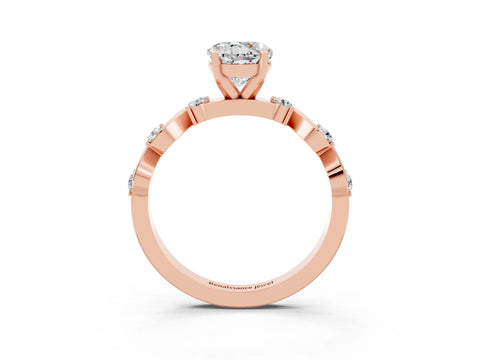Rose gold Round Cut Moissanite Solitaire Twisted Band with Round  Accents and Prong Setting_15
