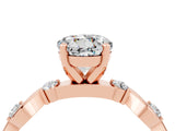 Rose gold Round Cut Moissanite Solitaire Twisted Band with Round  Accents and Prong Setting_16