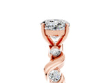 Rose gold Round Cut Moissanite Solitaire Twisted Band with Round  Accents and Prong Setting_17