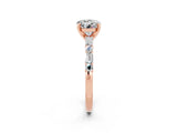 Rose gold Round Cut Moissanite Solitaire with Side Baguettes and Channel Set Band_2