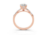 Rose gold Round Cut Moissanite Solitaire with Side Baguettes and Channel Set Band_3