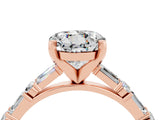 Rose gold Round Cut Moissanite Solitaire with Side Baguettes and Channel Set Band_4