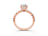 Rose gold Round Cut Moissanite Solitaire with Side Stones, Pave Band, Four-Prong Setting_39