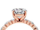 Rose gold Round Cut Moissanite Solitaire with Side Stones, Pave Band, Four-Prong Setting_40