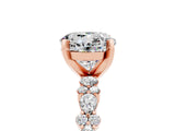 Rose gold Round Cut Moissanite Solitaire with Side Stones, Pave Band, Four-Prong Setting_41