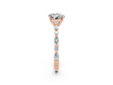 Rose gold Round Cut Moissanite Solitaire with Side Stones on a Pavé Band and Four-Prong Setting_2