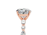 Rose gold Round Cut Moissanite Solitaire with Side Stones on a Pavé Band and Four-Prong Setting_5