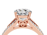 Rose gold Round Cut Moissanite Split Shank Engagement Ring with Pavé Band_4