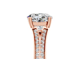 Rose gold Round Cut Moissanite Split Shank Engagement Ring with Pavé Band_5