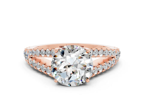 Rose gold Round Cut Moissanite Split Shank Pavé Engagement Ring with Four-Prong Setting_12