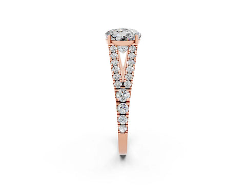 Rose gold Round Cut Moissanite Split Shank Pavé Engagement Ring with Four-Prong Setting_14