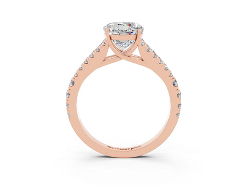 Rose gold Round Cut Moissanite Split Shank Pavé Engagement Ring with Four-Prong Setting_15