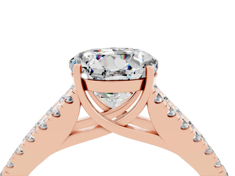 Rose gold Round Cut Moissanite Split Shank Pavé Engagement Ring with Four-Prong Setting_16