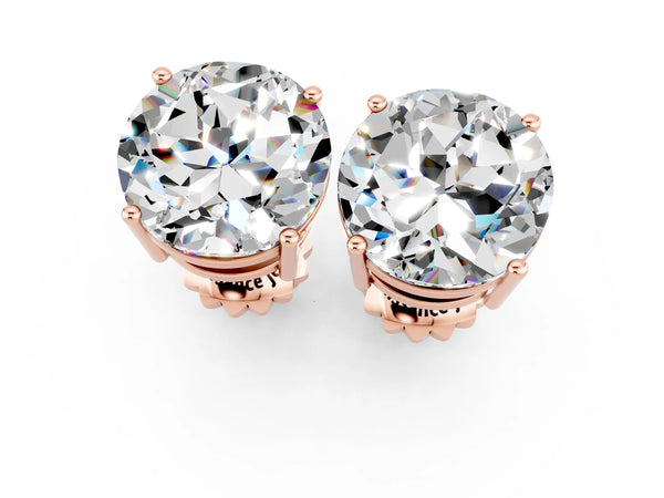 Rose gold Round Cut Moissanite Stud Earrings
