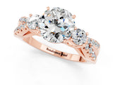 Rose gold Round Cut Moissanite Three-Stone Ring with Pavé Split Shank and Four-Prong Setting_1