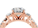 Rose gold Round Cut Moissanite Three-Stone Ring with Pavé Split Shank and Four-Prong Setting_4