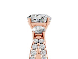Rose gold Round Cut Moissanite Three-Stone Ring with Pavé Split Shank and Four-Prong Setting_5