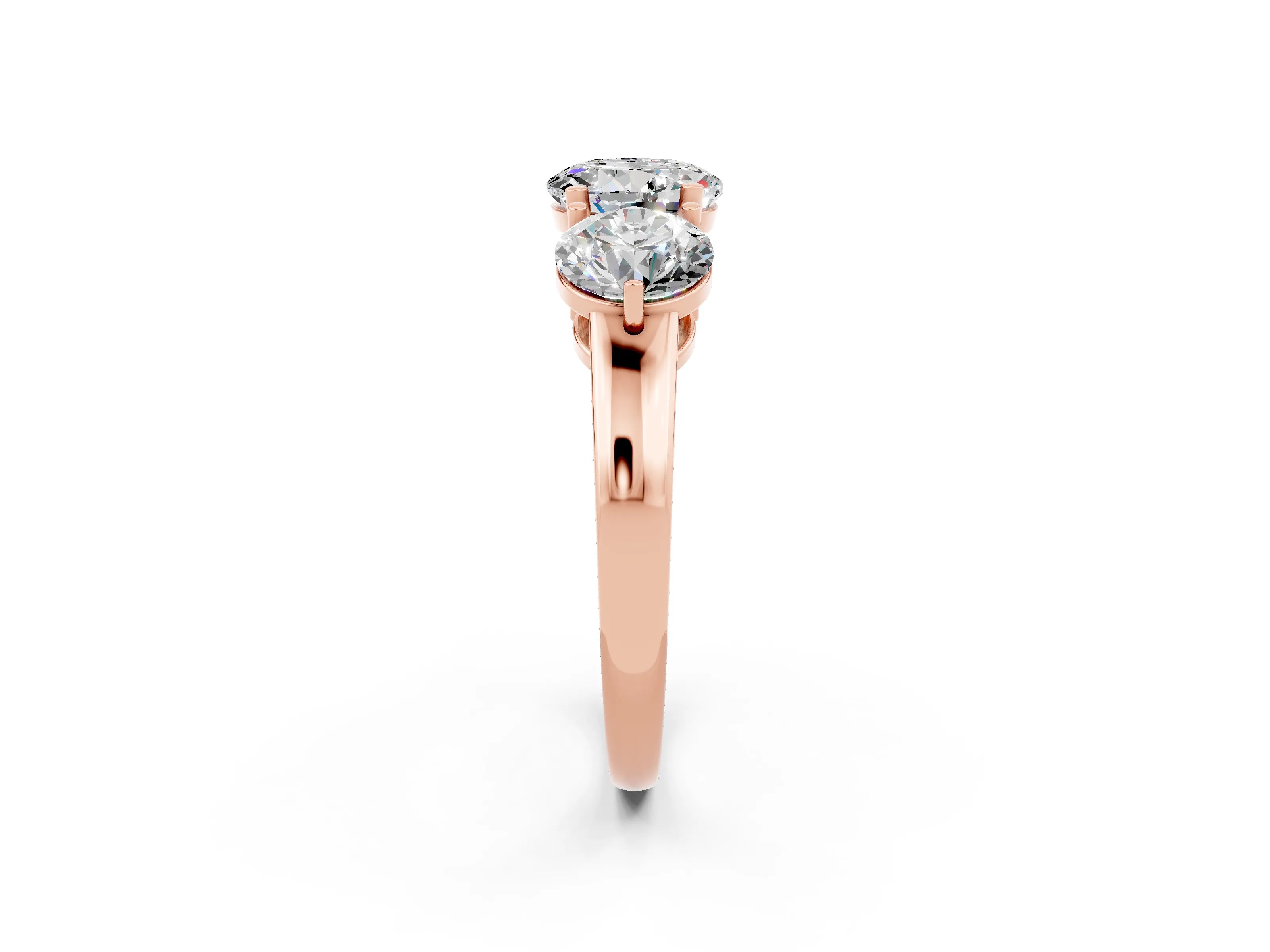 Rose gold Round Cut Moissanite Three-Stone Ring with Prong Setting and Classic Band_2