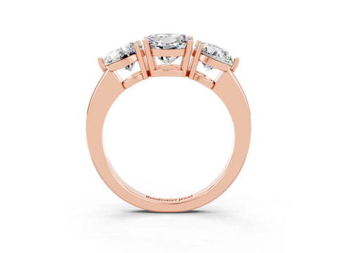 Rose gold Round Cut Moissanite Three-Stone Ring with Prong Setting and Classic Band_3