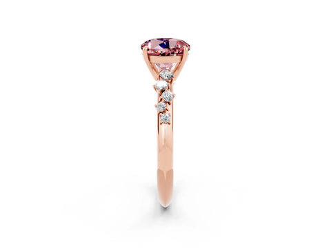 Rose gold Round Cut Morganite Cluster Side Stone Solitaire Ring with Prong Setting_26