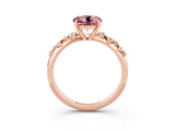 Rose gold Round Cut Morganite Cluster Side Stone Solitaire Ring with Prong Setting_27