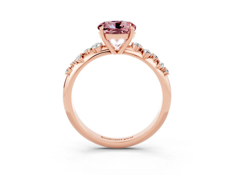 Rose gold Round Cut Morganite Cluster Side Stone Solitaire Ring with Prong Setting_27