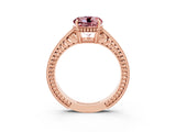 Rose gold Round Cut Morganite Engagement Ring with Milgrain Channel Set Band and Prong Setting_3