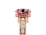 Rose gold Round Cut Morganite Engagement Ring with Milgrain Channel Set Band and Prong Setting_5