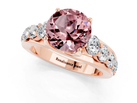 Rose gold Round Cut Morganite Engagement Ring with Pavé Band and Four-Prong Setting_1