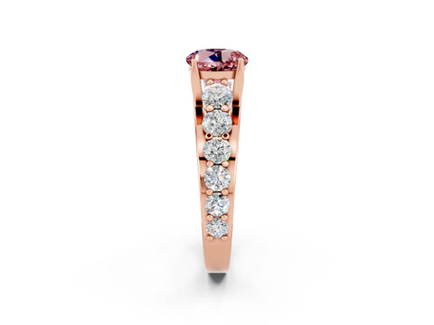 Rose gold Round Cut Morganite Engagement Ring with Pavé Band and Four-Prong Setting_2