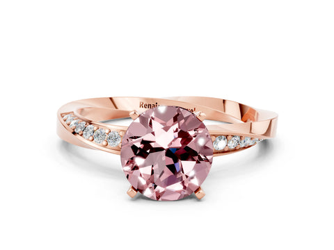 Rose gold Round Cut Morganite Engagement Ring with Side Stone Accents and Four-Prong Setting_27
