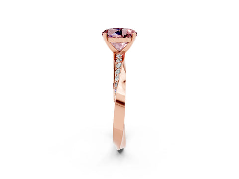Rose gold Round Cut Morganite Engagement Ring with Side Stone Accents and Four-Prong Setting_29