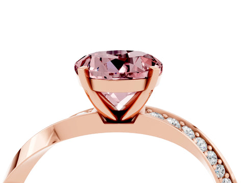 Rose gold Round Cut Morganite Engagement Ring with Side Stone Accents and Four-Prong Setting_31